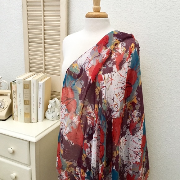 Bold Artistic Splatter Print Infinity Scarf, NWT - Picture 3 of 5